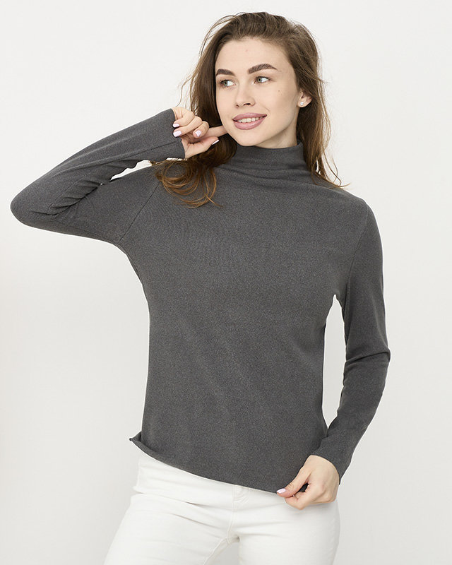 Šedý dámsky sveter s polodlhým rolákom - Oblečenie