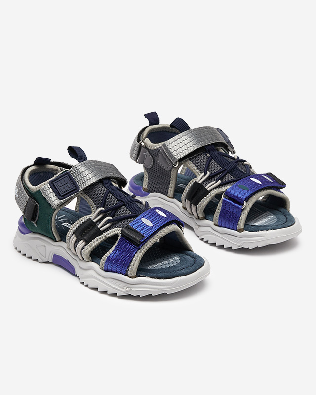 Námornícke modré a sivé detské sandále so suchým zipsom Meteris - Obuv