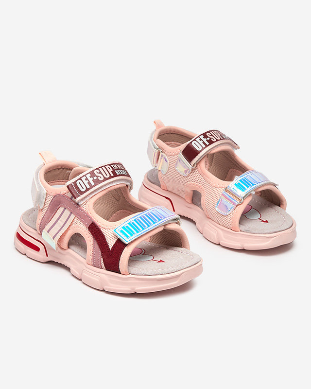 Ružové dievčenské sandále s holografickými vložkami značky Heilol - Footwear