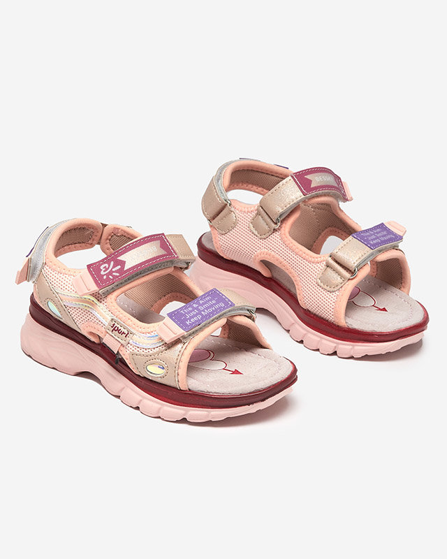 Ružové detské sandále s farebnými vsadkami Meniko - Topánky
