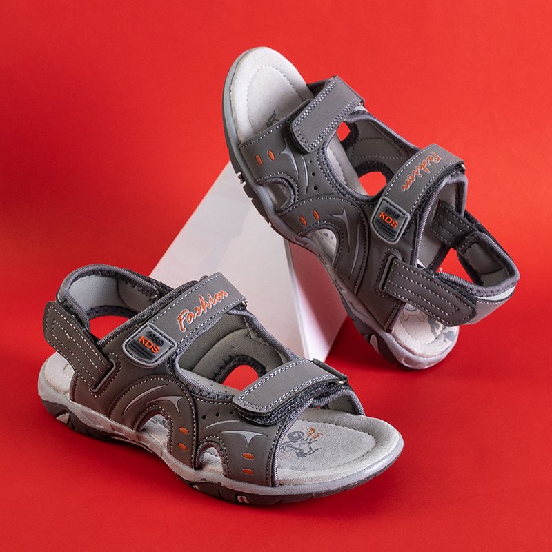 Šedé detské sandále so suchým zipsom - Topánky