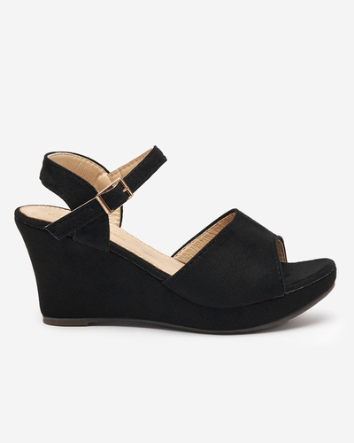 OUTLET Čierne dámske sandále na kline Nalem - Obuv