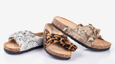 Hnědé dámské žabky s leopardím lukem Sunshine - Footwear 1