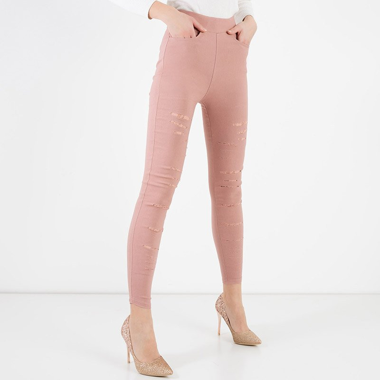 Zúžené ružové dámske jeggings - Oblečenie