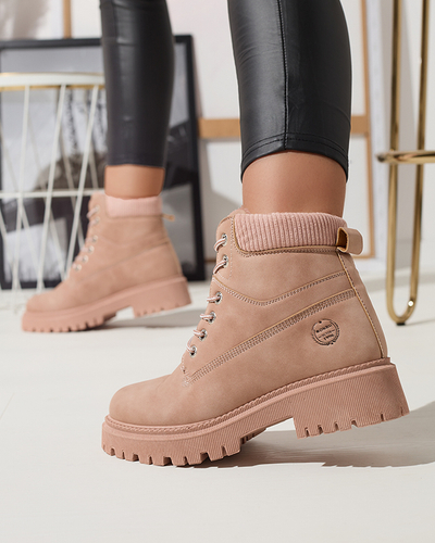 Tmavo ružové dámske zateplené trapper topánky Teruna - Obuv