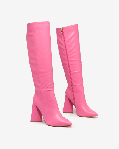 Royalfashion Fuchsia dámske čižmy na trojitom podpätku Lebrabi