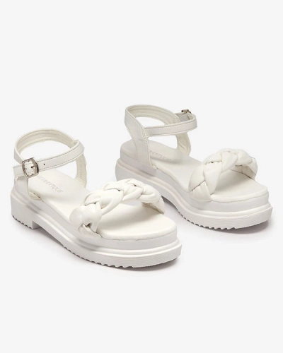 Dámske biele sandále so zapleteným opaskom Kafha - Obuv
