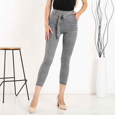 Čiernobiele dámske houndstooth treggings s opaskom - Nohavice