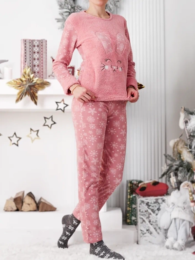 Royalfashion Dámske pyžamo s králikom, polar-like