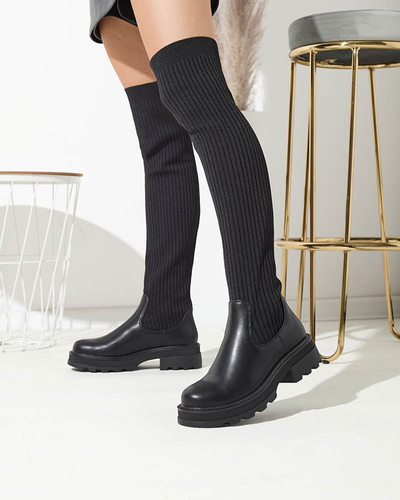 OUTLET Dámske čierne vysoké čižmy Beridas - Obuv