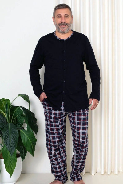Royalfashion Pánske bavlnené kárované pyžamo PLUS SIZE