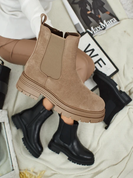 Ženski gležnjarji a'la chelsea iz eko-semiša Lunvor