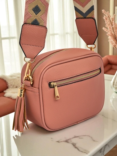 Royalfashion Mala ženska torbica iz eko usnja s pisanim pasom Kovi Lace