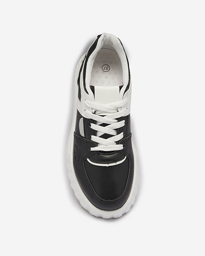 Dámska čierna športová obuv z ekokože s bielymi vložkami Netiris - Obuv