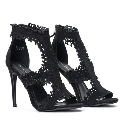 Czarne sandały na szpilce Biona - Obuwie