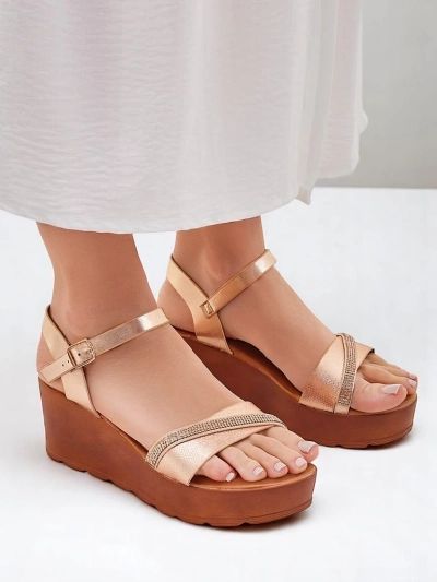 Royalfashion dámske platformové sandále s kamienkami a trblietaním Aurora Glow