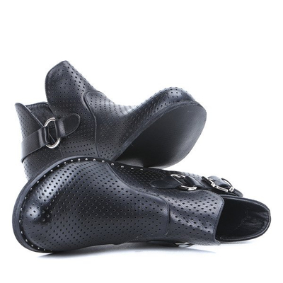 Czarne sztyblety ażurowe Ellis - Obuwie