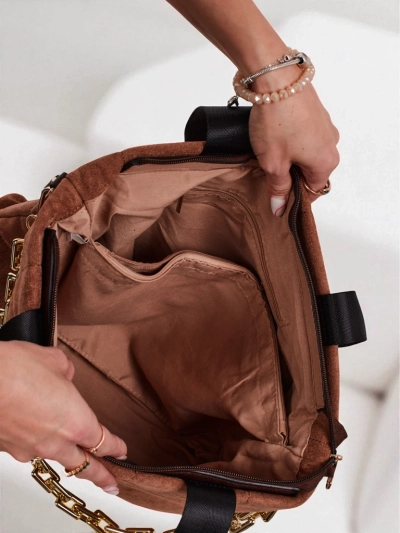 Aurelia Toscana Velika rjava semiš torbica A4 z zlato verižico