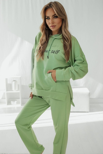 Royalfashion Zelená dámska mikinová súprava s nápismi