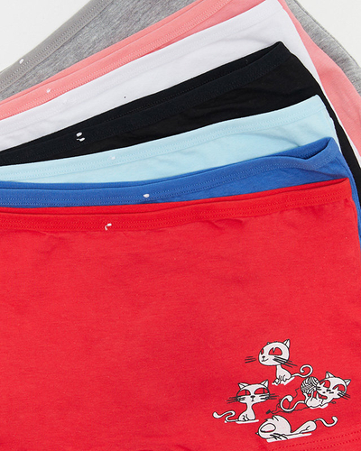 Viacfarebné dámske boxerky s potlačou 7 / bal PLUS VEĽKOSŤ - Spodná bielizeň