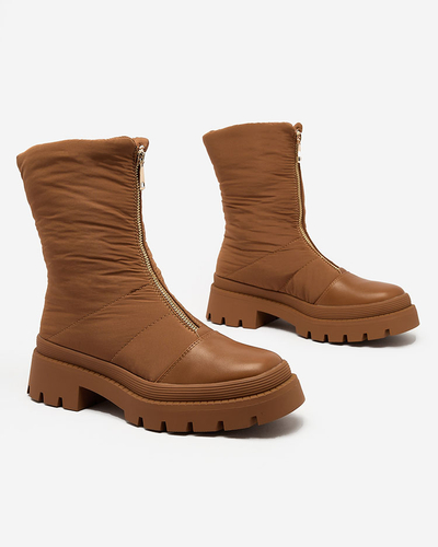 Royalfashion Dámske čižmy Tainve Beige na plochom podpätku