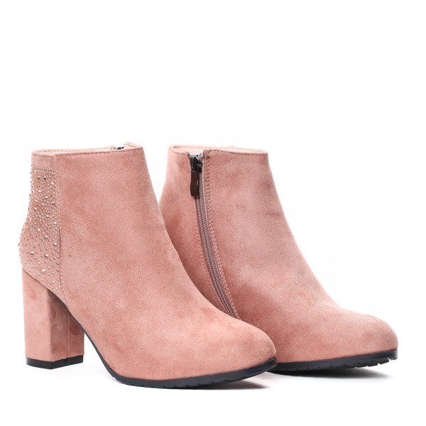 Różowe botki z cyrkoniami Silla- Obuwie