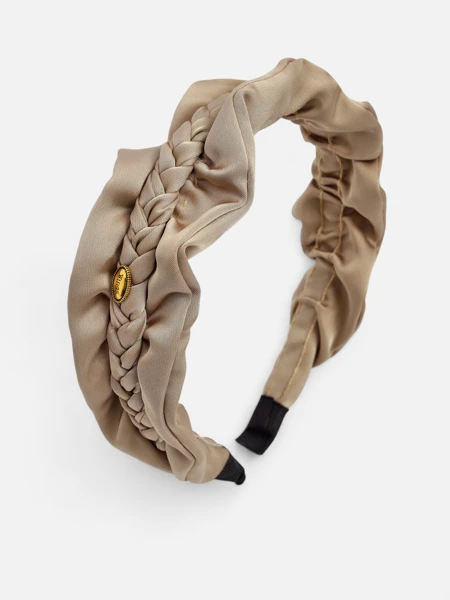 Royalfashion Naglavni trak za lase s pletenjem v kito in naborki