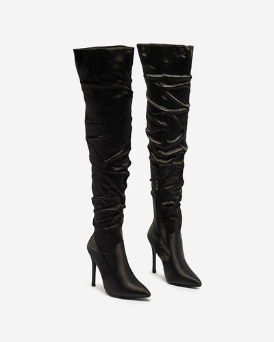 OUTLET Čierne dámske čižmy na podpätku Humico- Obuv