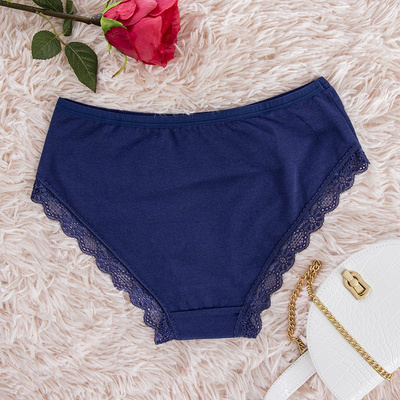 Dámske tmavomodré nohavičky s čipkou PLUS SIZE - Spodná bielizeň