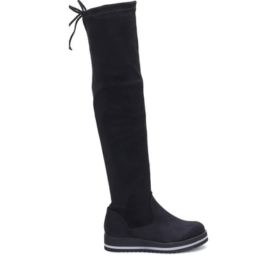 Czarne kozaki na platformie Emily - Obuwie