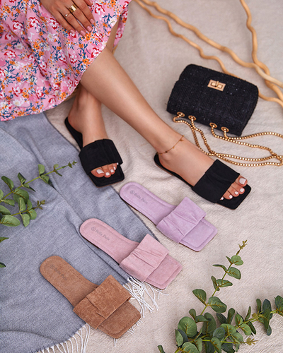 Dámske fialové eko semišové ploché sandále Nesico - Footwear