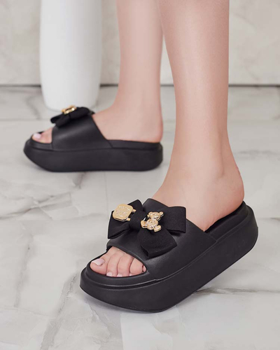 Royalfashion Dámske gumené žabky s ozdobnou mašľou Apis