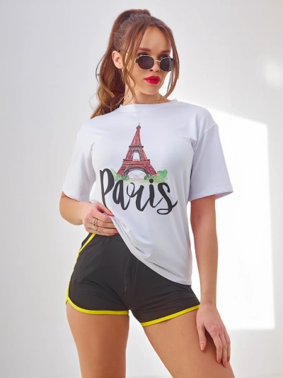Royalfashion Dámsky športový set s tričkom a šortkami Paris