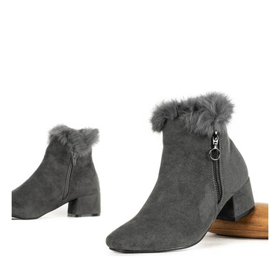 Szare botki na słupku z futerkiem Yesenia - Obuwie