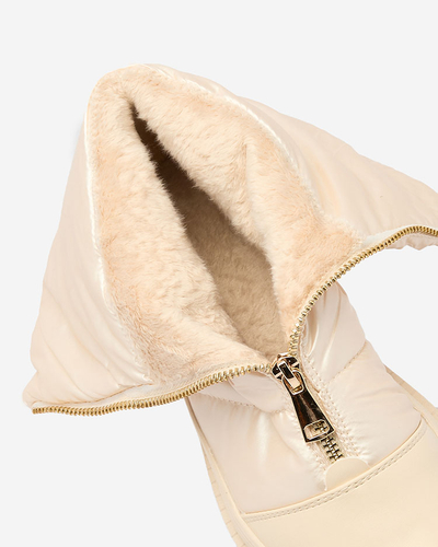 Royalfashion Dámske čižmy Tainve Beige na plochom podpätku