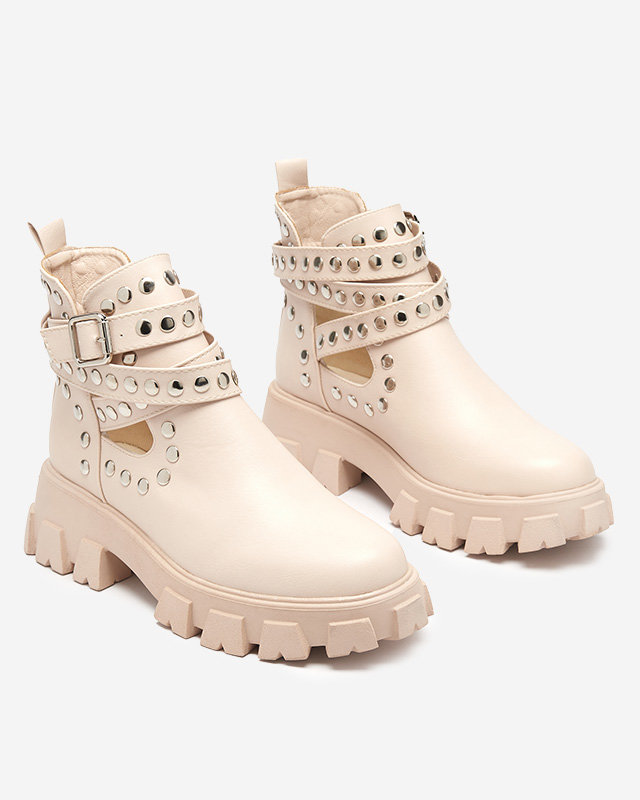Dámske béžové čižmy na hrubšej podrážke Alaros- Shoes
