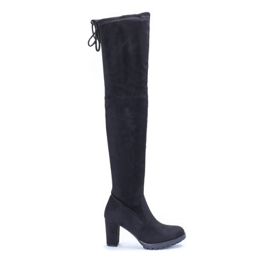 Czarne kozaki na słupku Lua - Obuwie