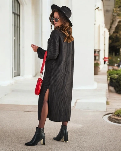 Royalfashion Ženské dlhé svetrové šaty