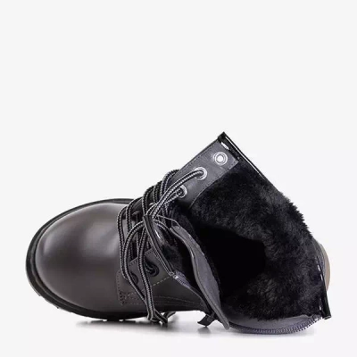 Sivá detská turistická obuv z ekokože Lesia - Obuv