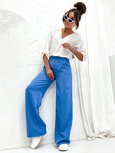 Royalfashion Dámske široké látkové nohavice