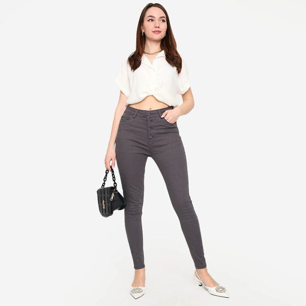 Tmavosivé dámske úzke džínsy - Oblečenie