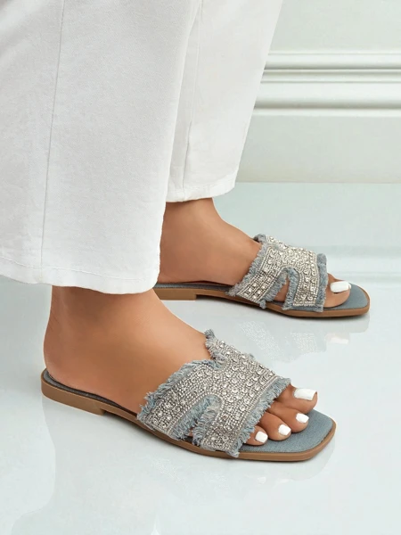 Royalfashion Dámske šľapky s kamienkami CrystalEase