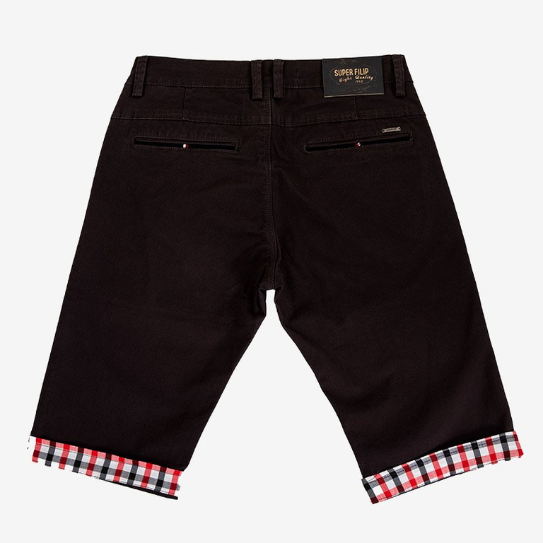 Tmavošedé pánske kraťasy s červenými vložkami - Oblečenie