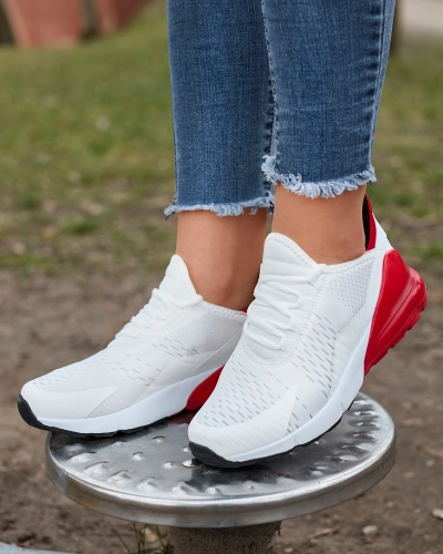 OUTLET Dámska bielo-červená látková športová obuv Tayrio- Footwear