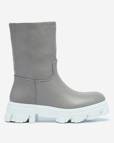 OUTLET Sivé dámske čižmy so zateplením Mekira - Obuv