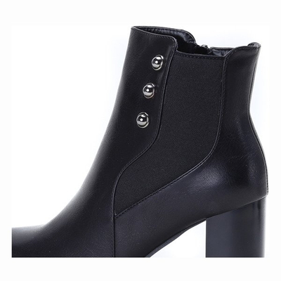 Czarne botki na słupku Everyday - Obuwie