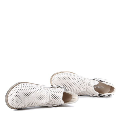 Beżowe sztyblety ażurowe Ellis - Obuwie