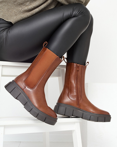 Dámske čižmy na platforme ťavej farby Couell - Obuv