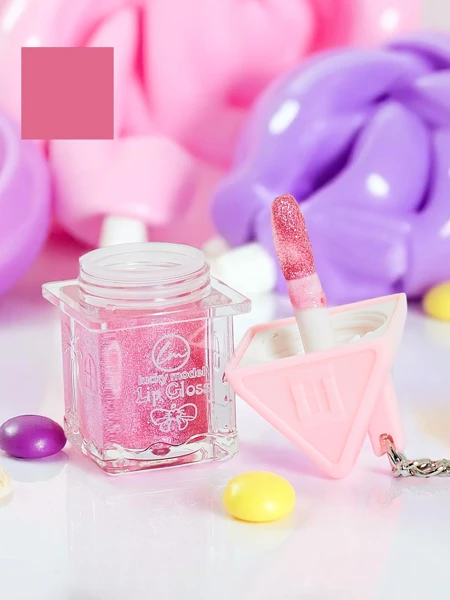 Lesk na pery s trblietkami, farba Ružová