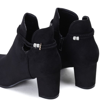Czarne botki na słupku z eko-zamszu Andele - Obuwie